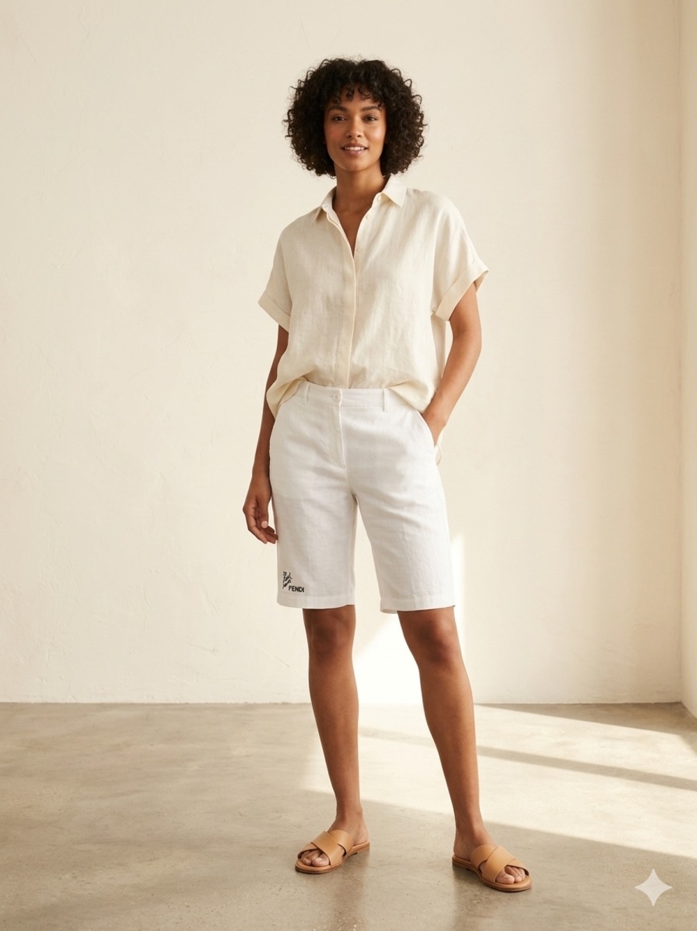 Fendi x Karl Lagerfeld “Karl Loves Fendi Bermuda Shorts in White